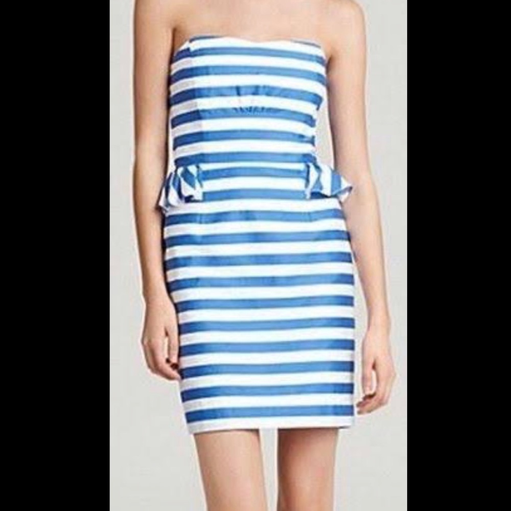 Lilly Pulitzer Azalea swizzle stripe Maybell Peplum Dress size 6 EUC